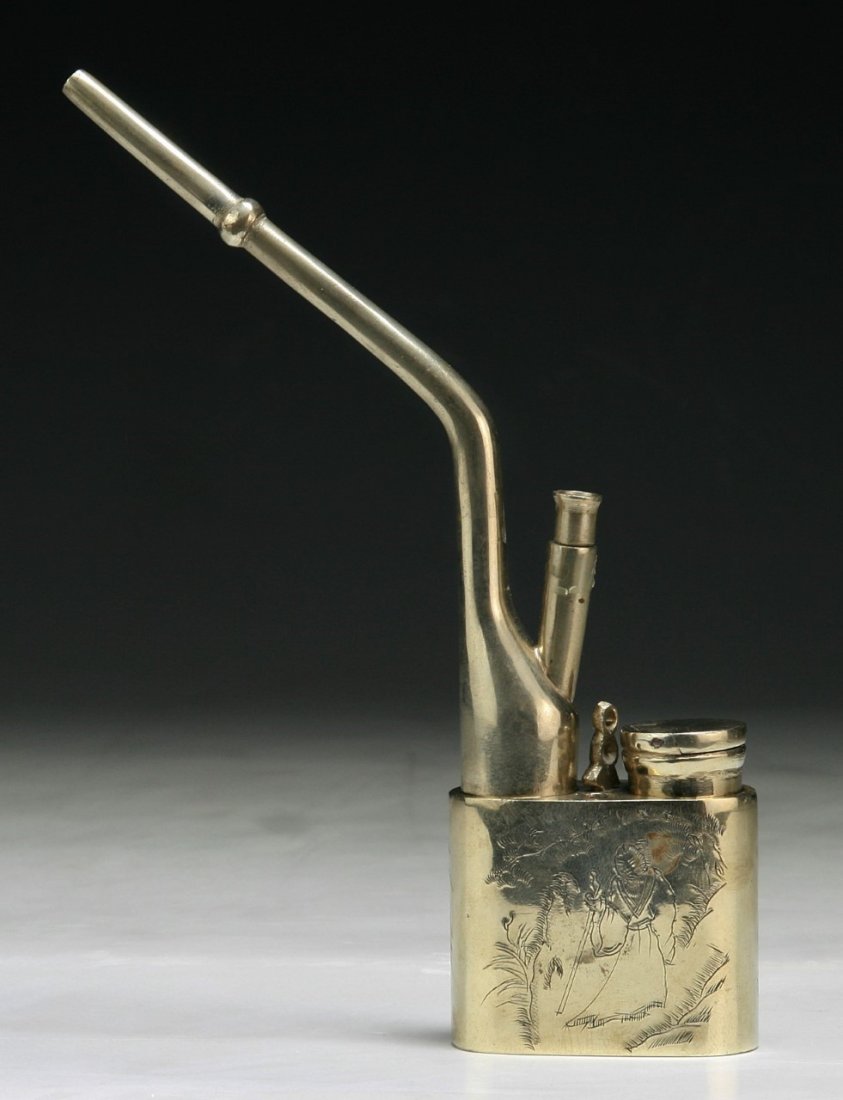 A Chinese Antique White Brass Pipe (1 of 3)