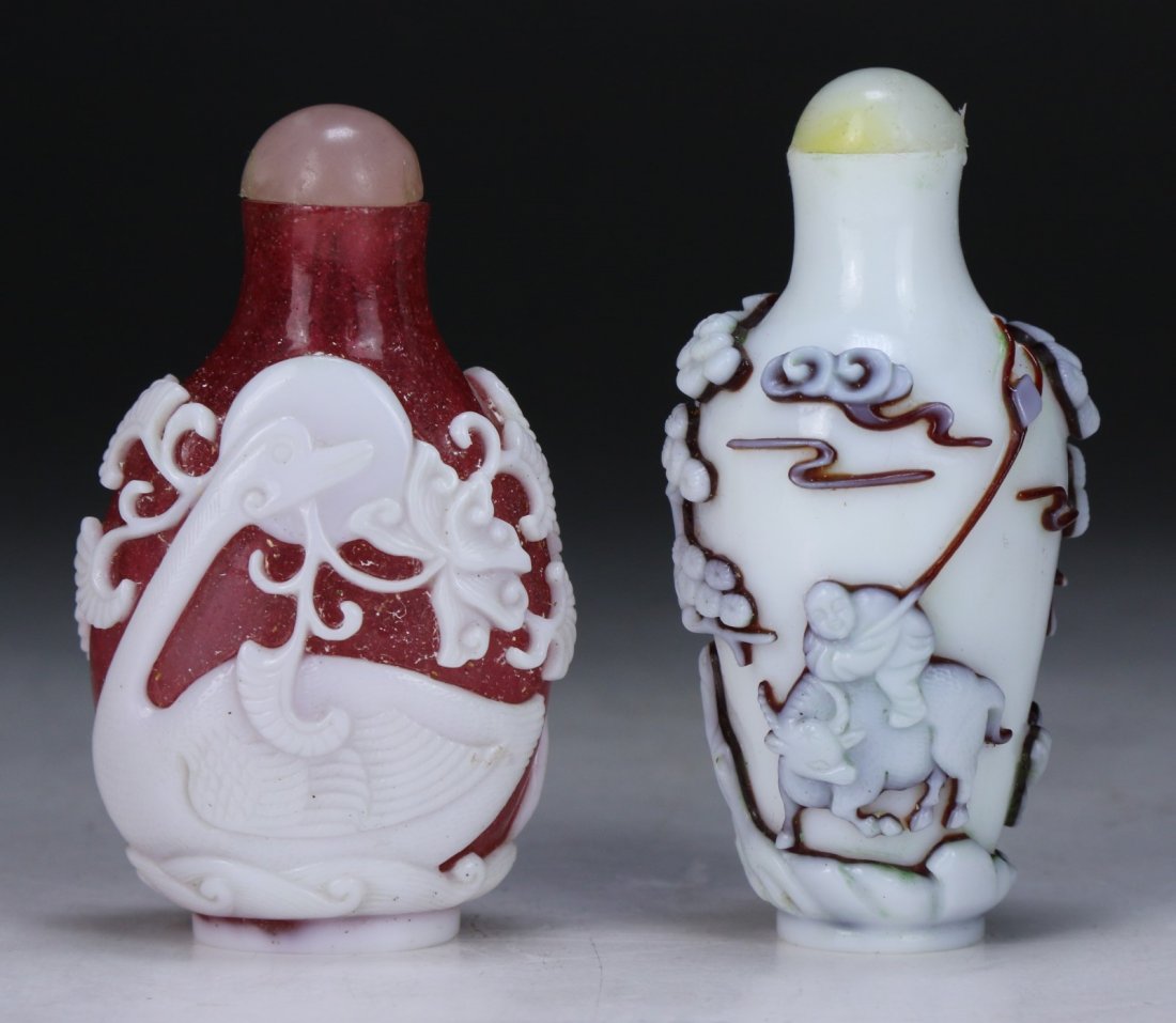Two (2) Chinese Overlay Peking Glass Snuff Bottles (1 of 2)