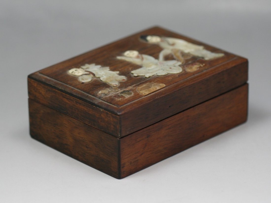 A Chinese Antique Applique Huanghuali Wood Box (1 of 3)