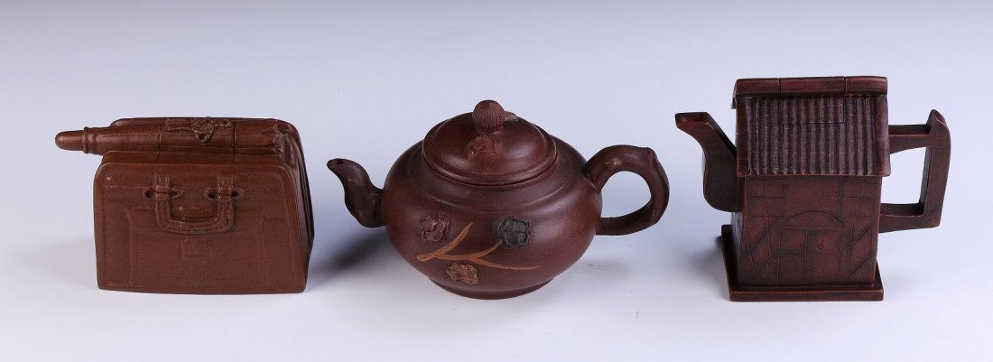 Three (3) Chinese Antique Zisha Teapots (1 of 4)
