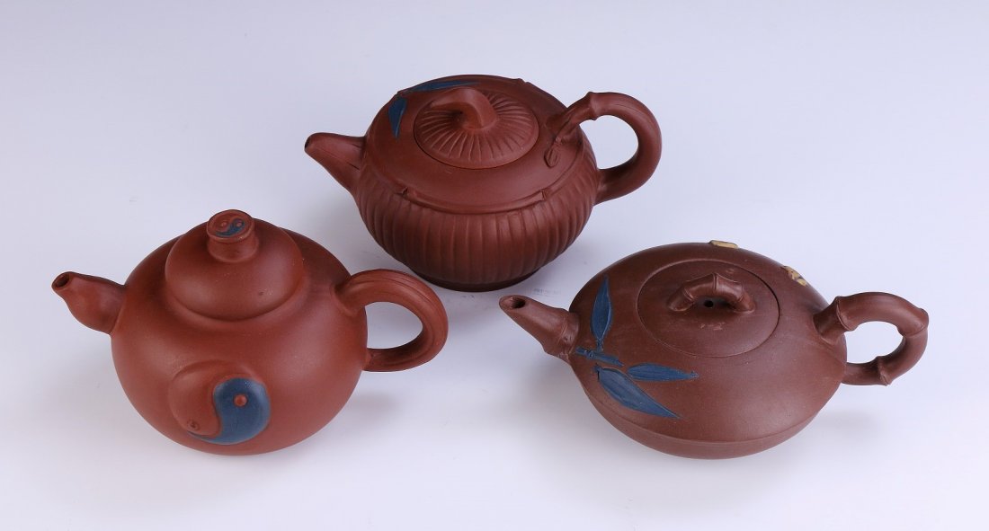 Three (3) Chinese Antique Zisha Teapots (1 of 4)