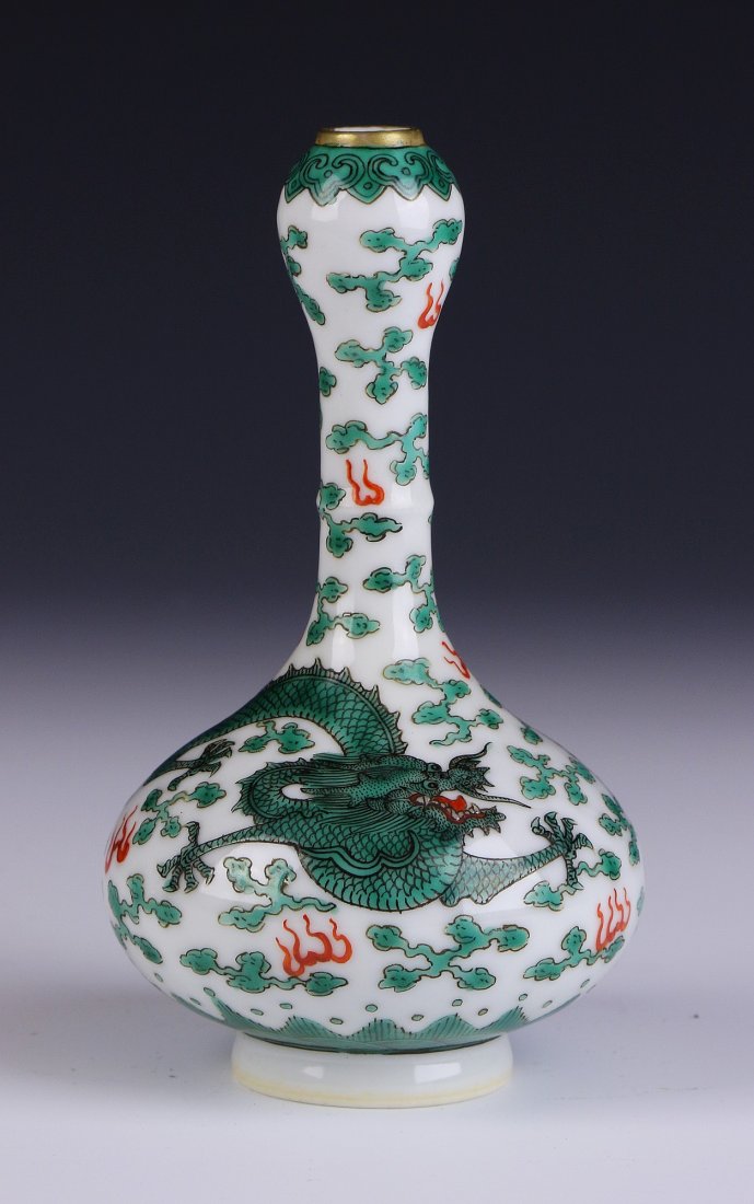 A Chinese Famille Verte Iron Red Porcelain Vase (1 of 4)