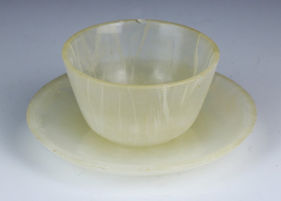 A Glass Carved Cup & Plate Set (1 of 5)