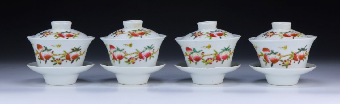 Four (4) Chinese Antique Famille Rose Porcelain Lidded (1 of 7)