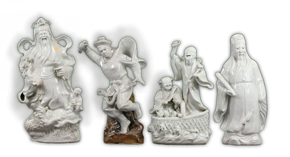 Four (4) Big Chinese White Glazed Porcelain Figures (1 of 3)