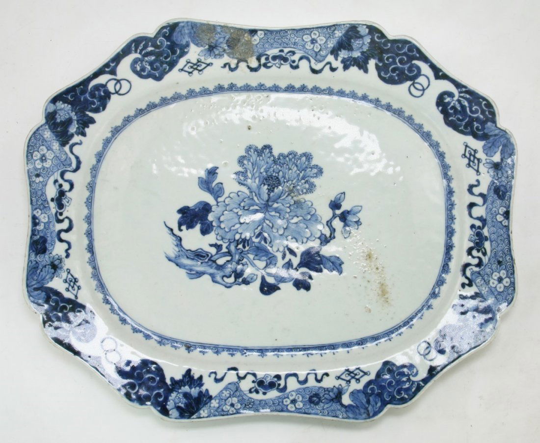 A Chinese Antique Blue & White Porcelain Platter (1 of 3)