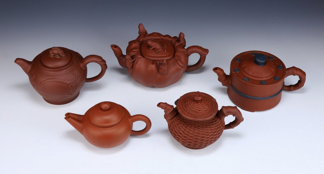 Five (5) Chinese Yixing Zisha Teapots (1 of 6)