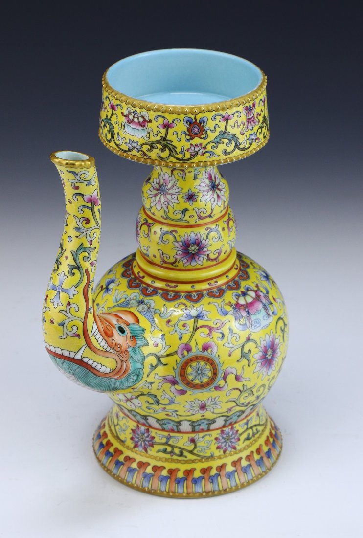 A Chinese Antique Famille Rose Yellow Glazed Ben Ba (1 of 5)