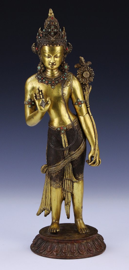 A BIG GILT-BRONZE FIGURE OF TARA (1 of 8)