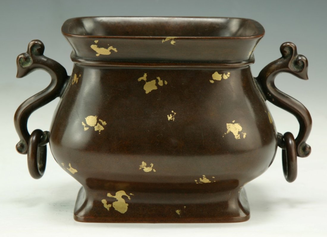 A Chinese Antique Gold Splashed Bronze Censer (1 of 4)