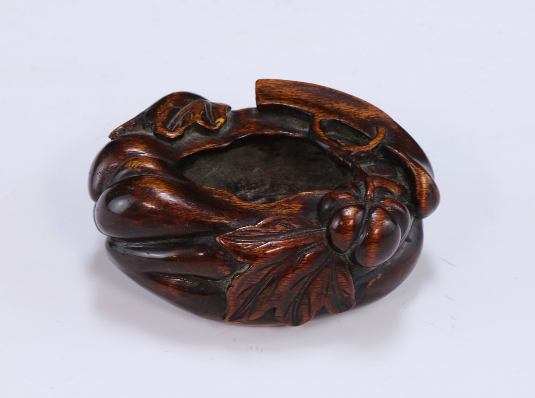 A Chinese Antique Agarwood Water Dropper: A Chinese Antique Agarwood Water Dropper; Size: L: 5"