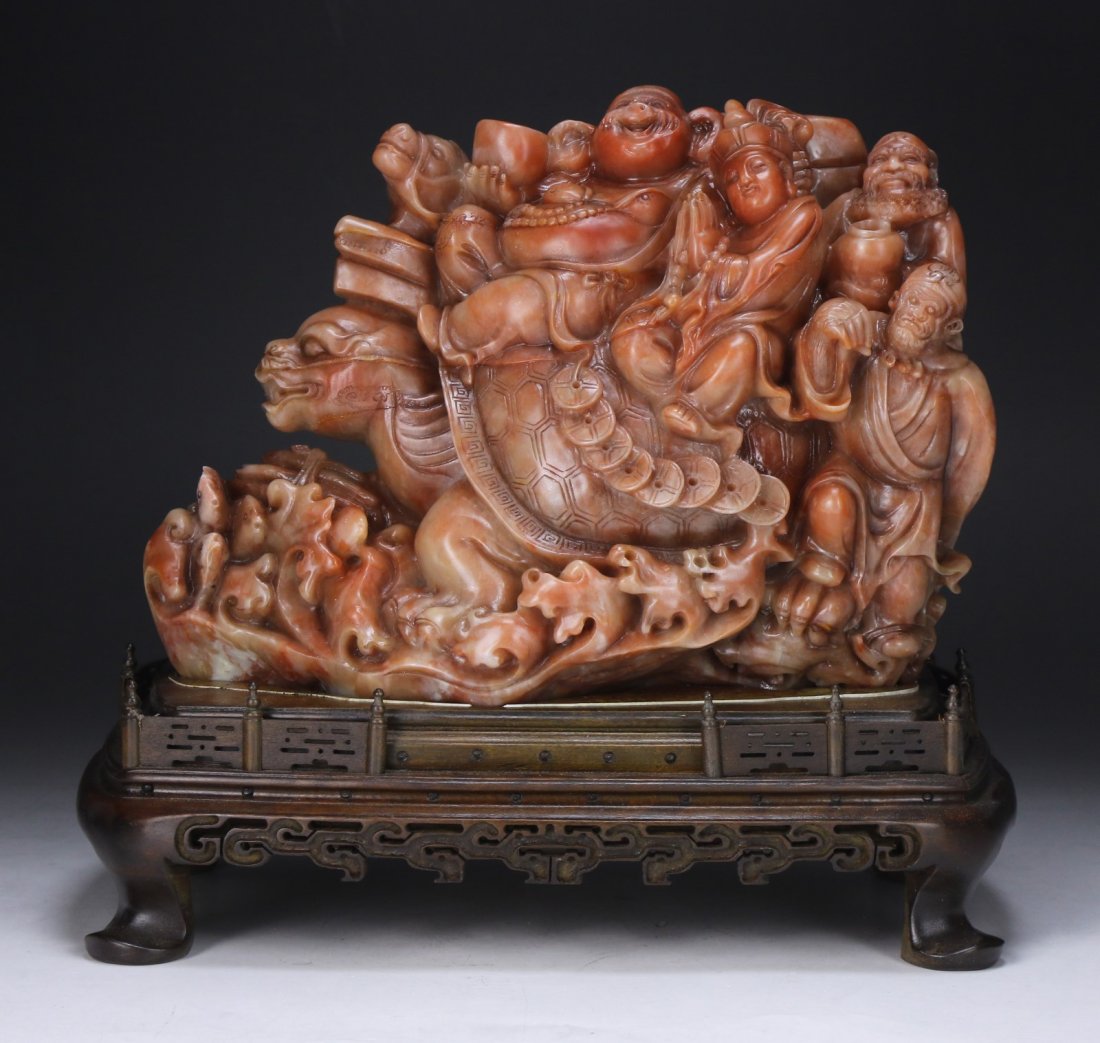 A Chinese Soapstone Carved Figure Group (1 of 4)