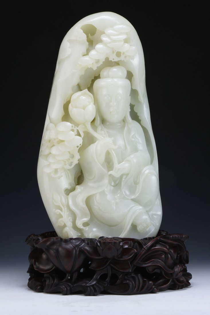A Fine GIA Certified Hetian Nephrite Jade Guanyin (1 of 5)