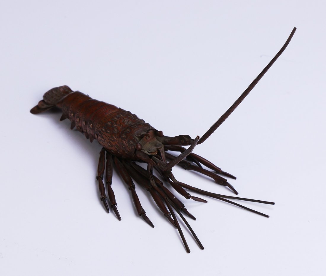 A Japanese Antique Brass Cast Lobster: A Japanese Antique Brass Cast Lobster: of 19TH Century; Size: L: 6"
