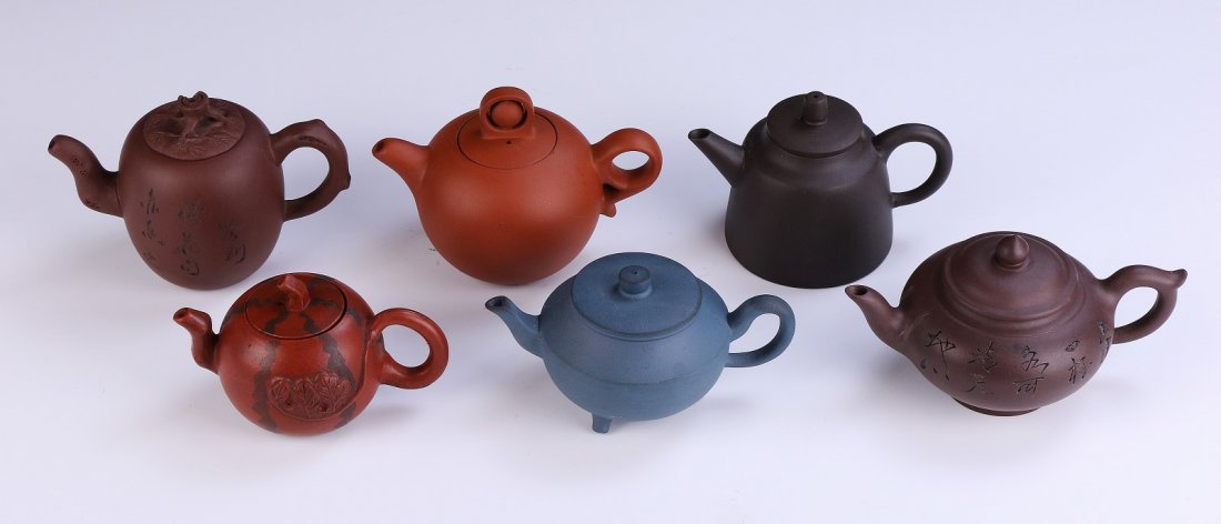 Six (6) Chinese Yixing Zisha Teapots (1 of 4)