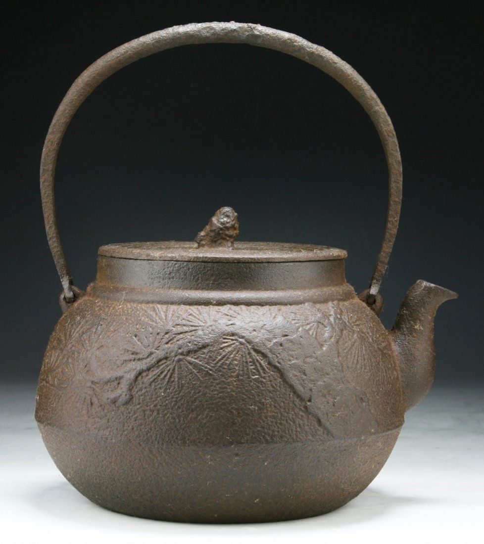 A Japanese Antique Iron Teapot: A Japanese Antique Iron Teapot; Size: H: 10-3/4"; L: 10"