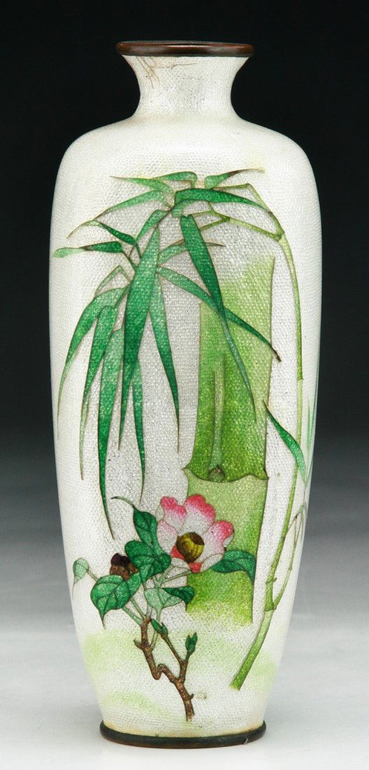 A Japanese Antique Ginbari Silver Ando Cloisonne Vase: A Japanese Antique Ginbari Silver Ando Cloisonne Vase: Of Meiji Period; Size: H: 7"