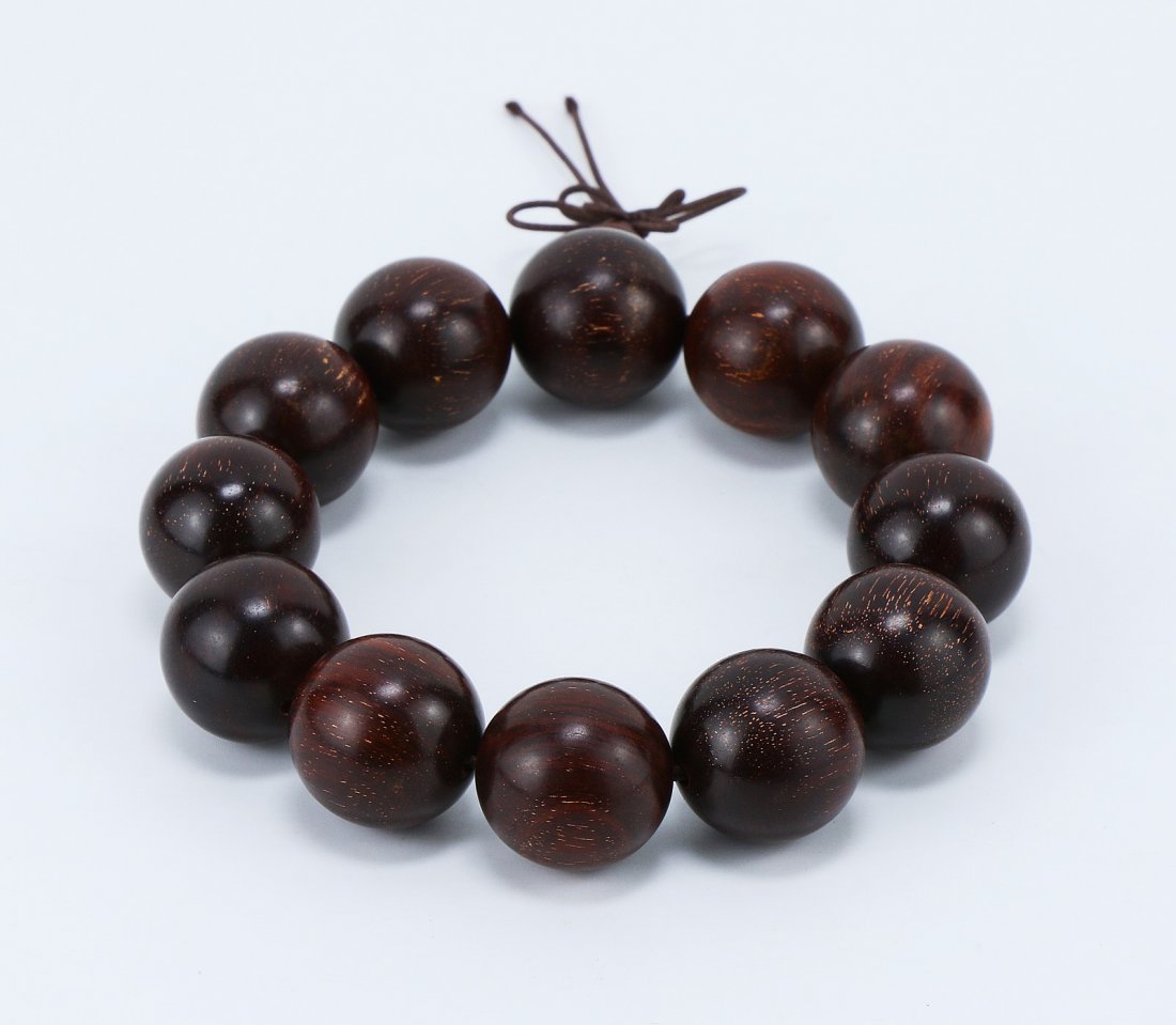 A Zitan Wood Carved Beaded Bracelet (1 of 2)