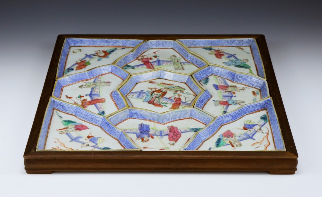 A Chinese Antique Famille Rose Porcelain Meat Tray Set (1 of 4)
