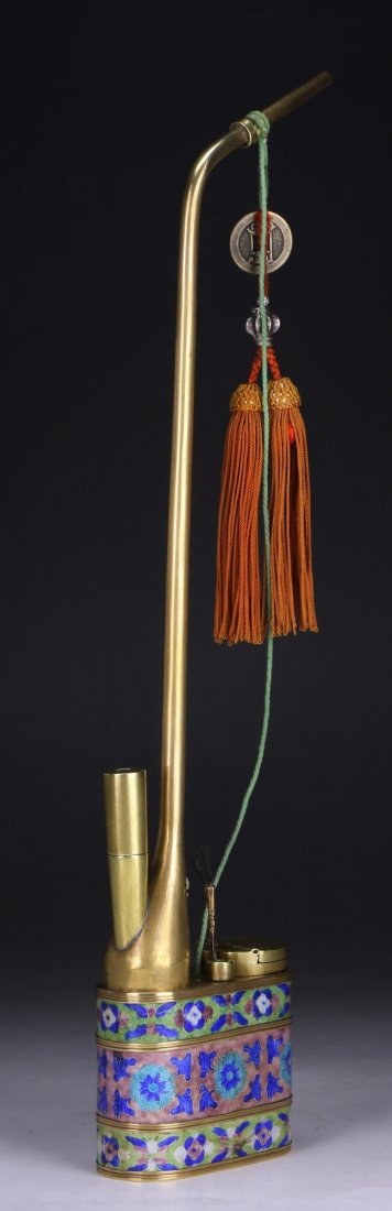 A Chinese Antique Cloisonne On Brass Tobacco Pipe (1 of 5)