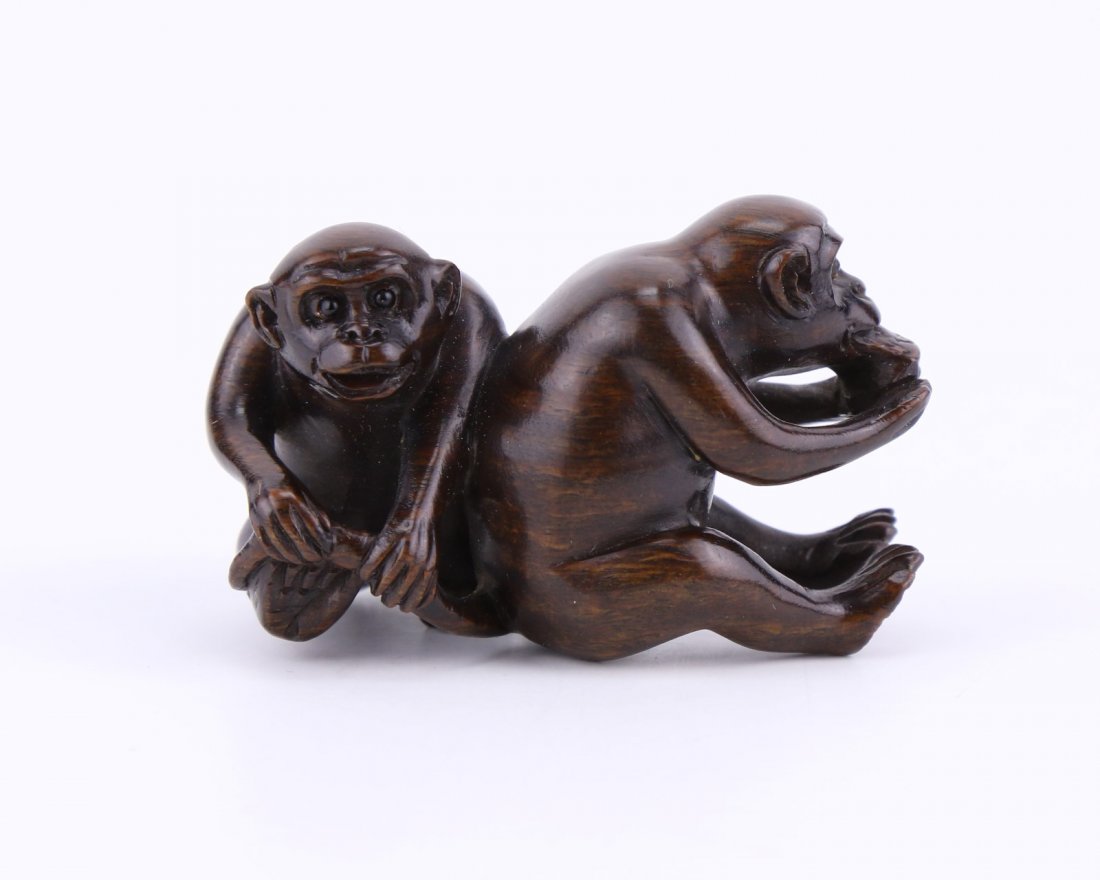 A Japanese Antique Wood Carved Netsuke (1 of 5)