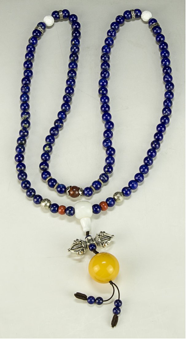 A Lapis Lazuli Tibetan Beaded Necklace (1 of 2)