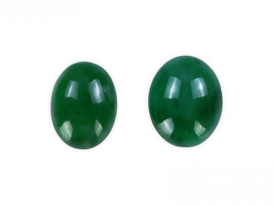 Two (2) Green Jadeite Cabochons (1 of 2)