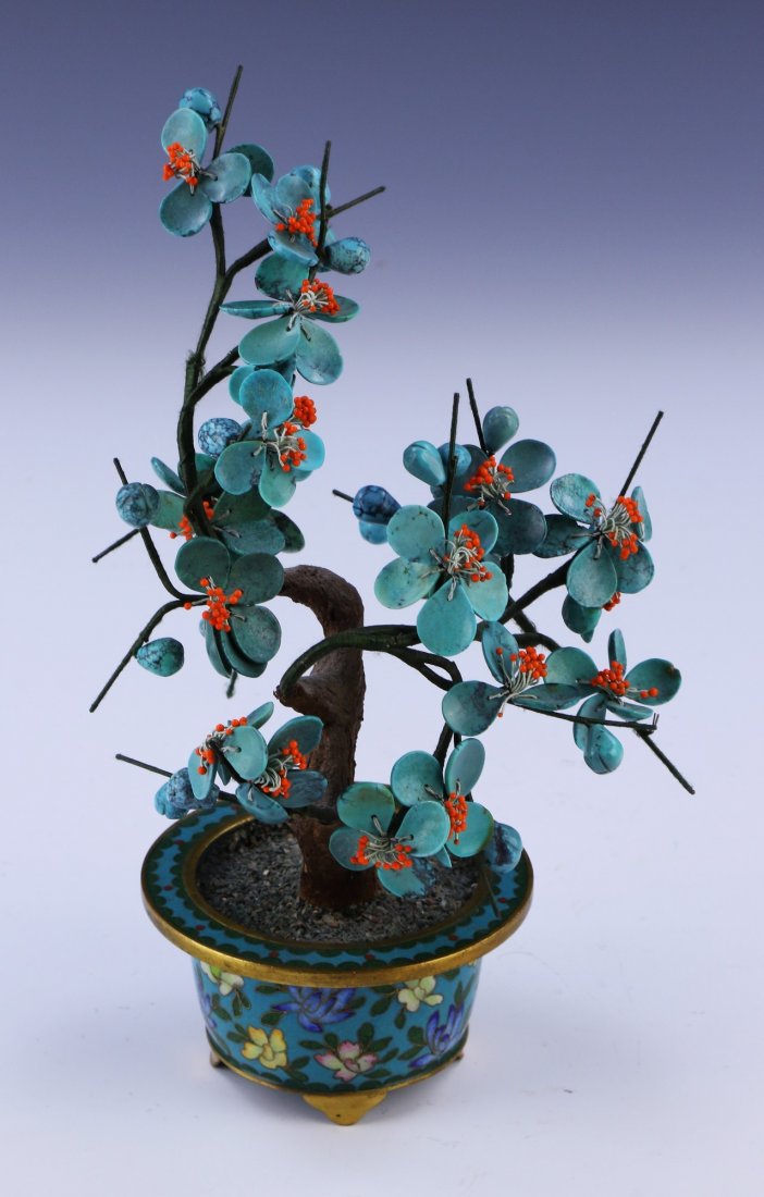 A Cloisonne Enamel Planter With Turqoise Bonsai (1 of 5)