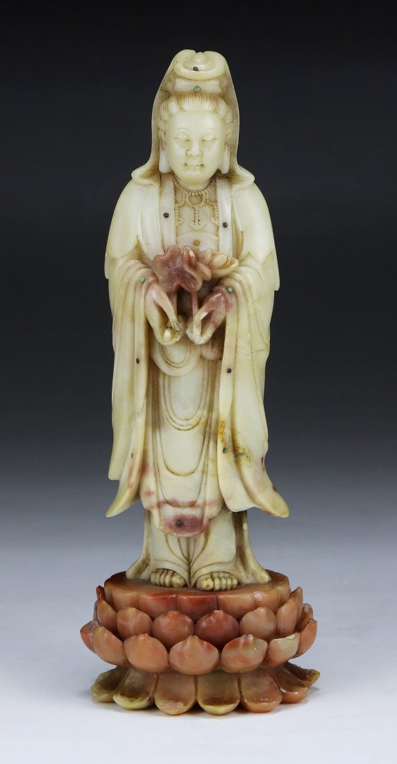 A Fine Chinese Antique Soapstone Carved Guanyin (1 of 6)