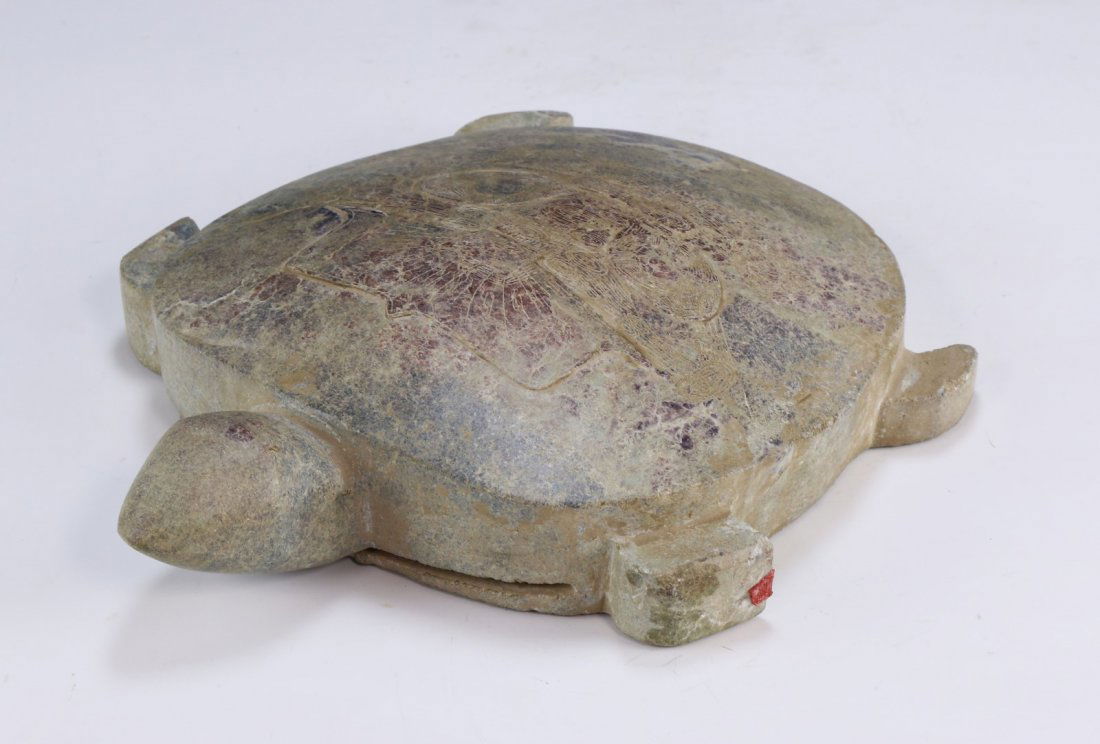 A CHINESE ANTIQUE STONE CARVED TURTLE (1 of 4)