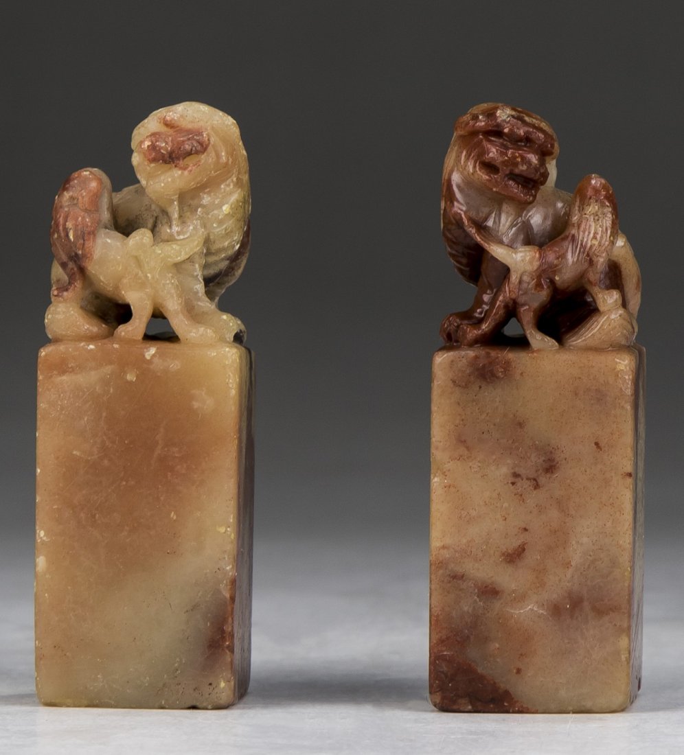 TWO (2) CHINESE SOAPSTONE CARVED SEALS (1 of 3)