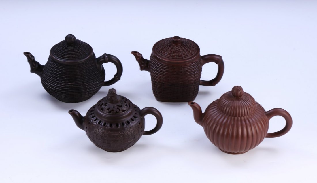 FOUR (4) CHINESE YIXING ZISHA TEAPOTS (1 of 4)