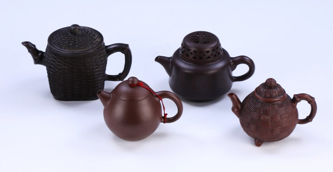 FOUR (4) CHINESE YIXING ZISHA TEAPOTS (1 of 5)
