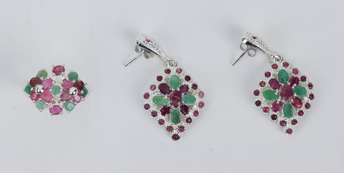 Three (3) Ruby & Sapphire Earring & Ring Set (1 of 3)