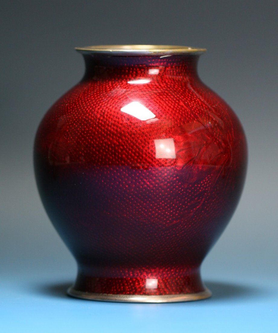 A JAPANESE ANTIQUE SILVER ANDO CLOISONNE VASE (1 of 3)