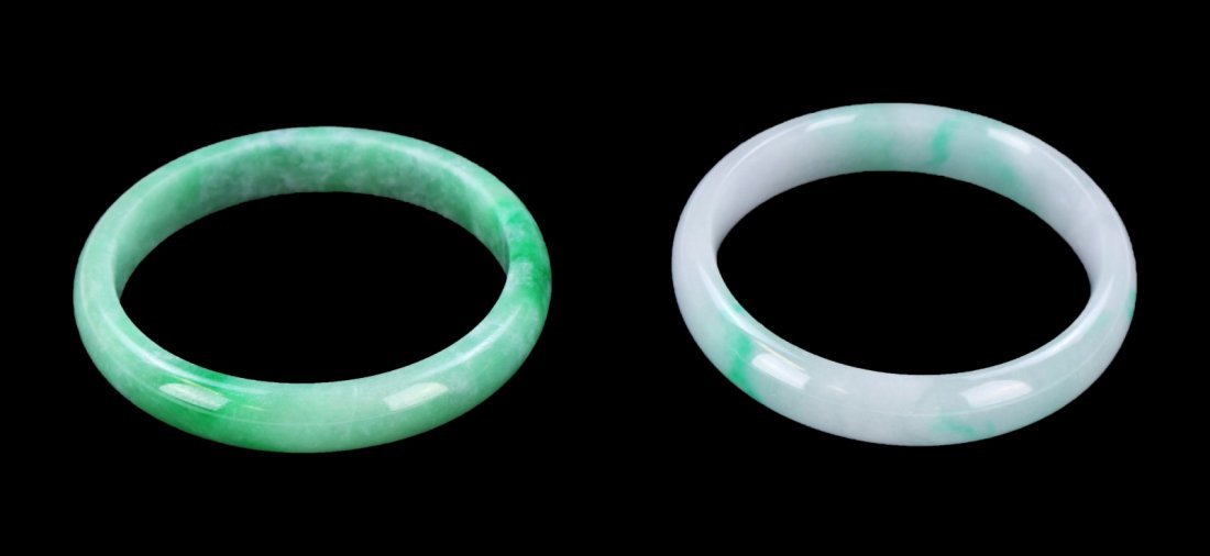 Two (2) Jadeite Bangles, One With Aigl Certificate (1 of 3)