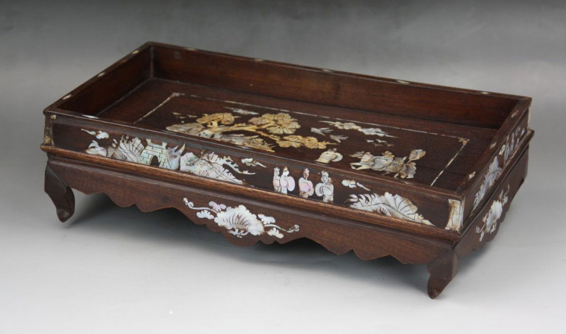 A Chinese Mother-Of-Pearl Inlaid Rosewood Tray (1 of 5)