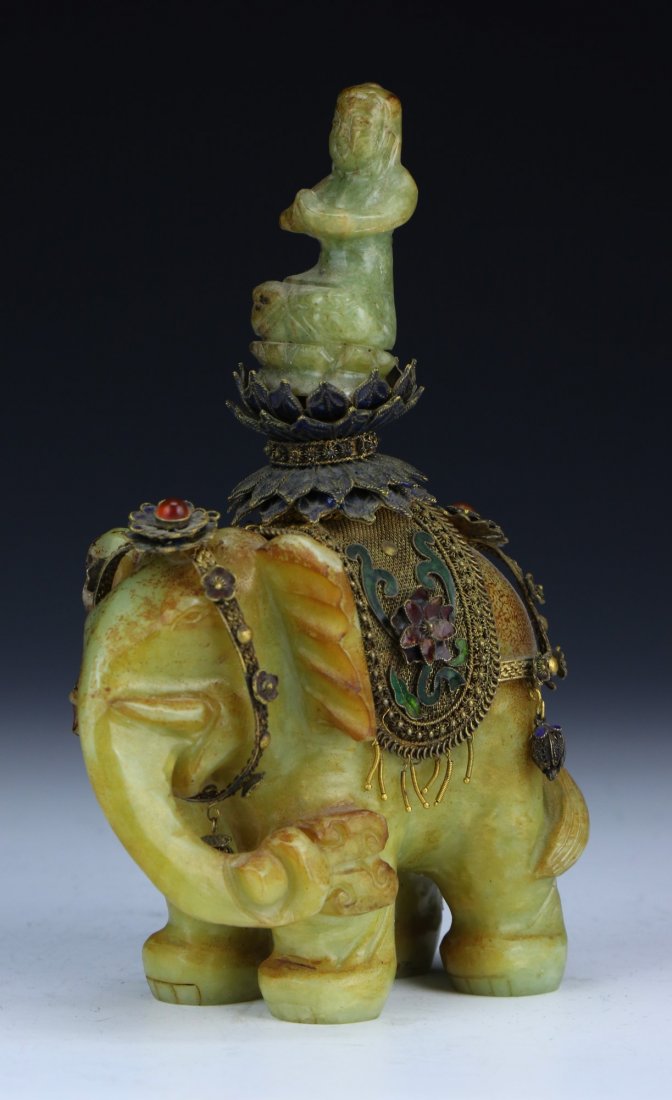 A Chinese Antique Jade & Cloisonne On Silver Figure (1 of 5)