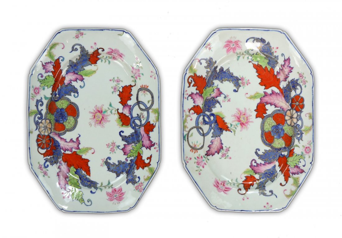 PAIR BIG FAMILLE ROSE PORCELAIN PLATTERS (1 of 2)