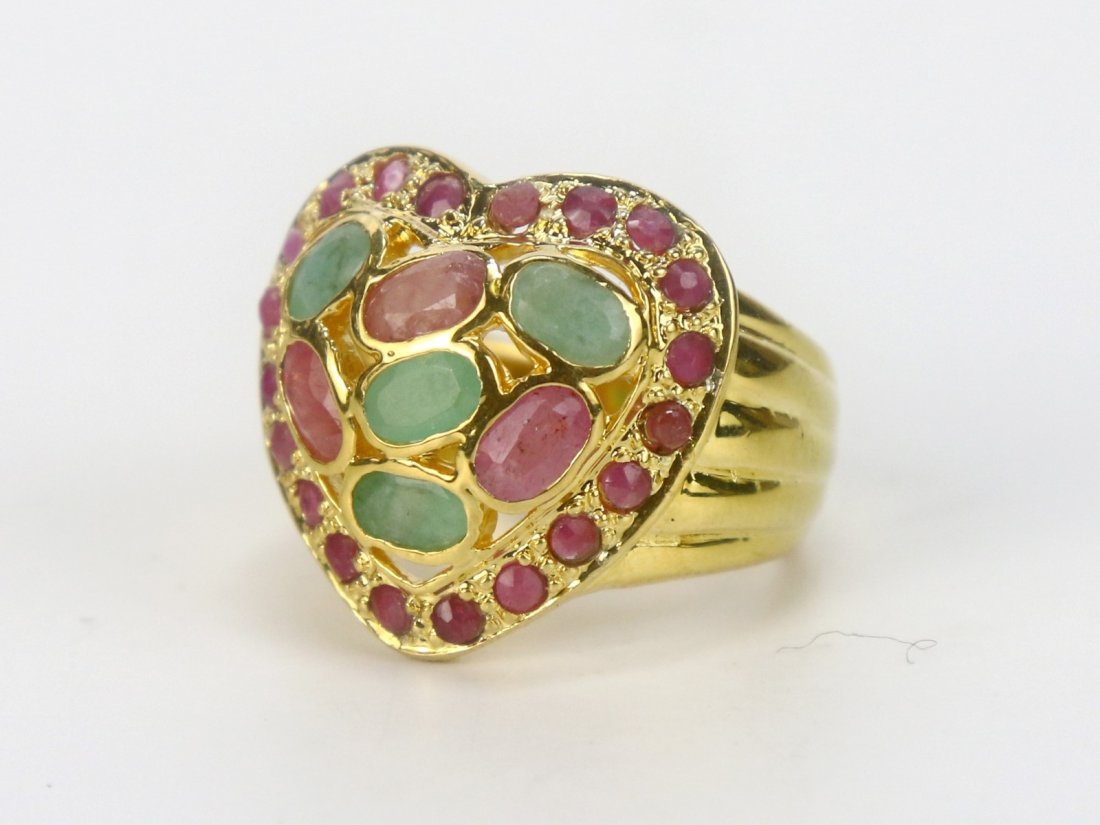 A Ruby, Emerald, & Sapphire Ring, 14k White Gold (1 of 2)