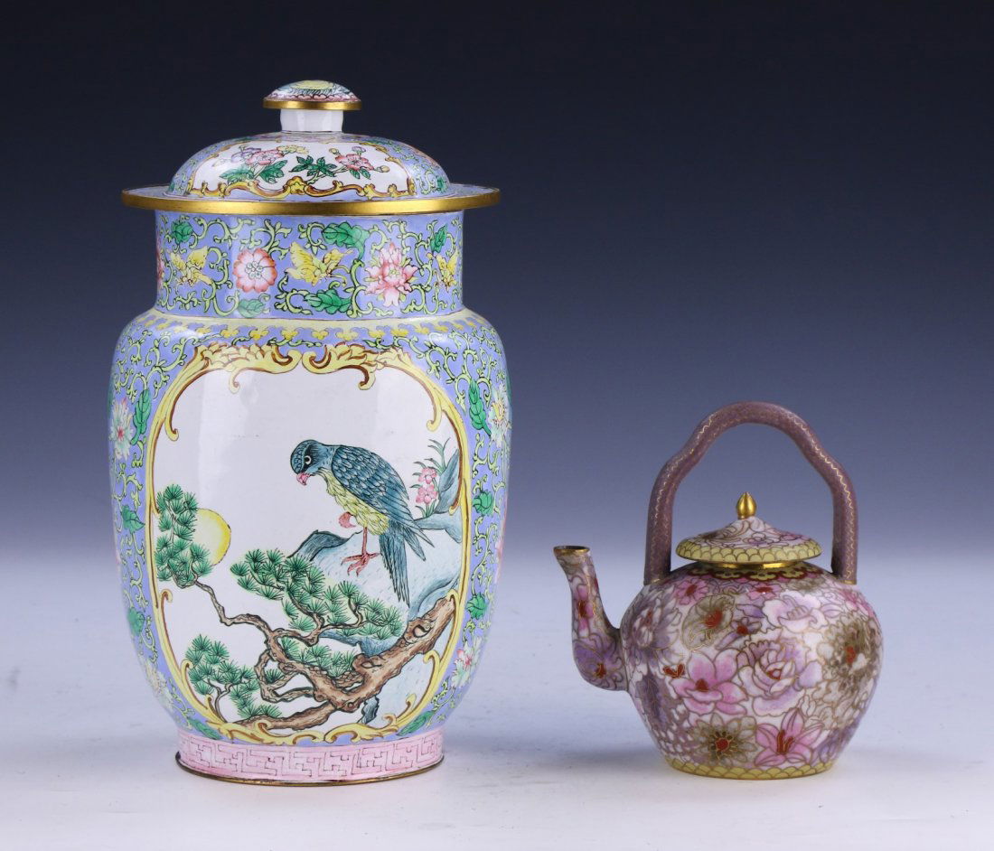 TWO (2) CHINESE ANTIQUE CLOISONNE ITEMS (1 of 4)