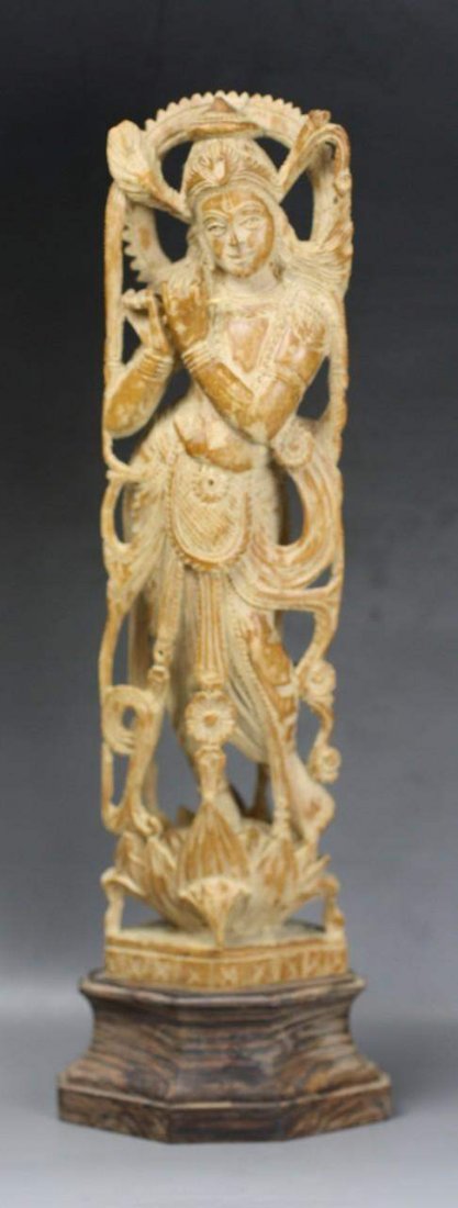 AN ANTIQUE BOXWOOD INDIAN GODDESS: (1 of 3)