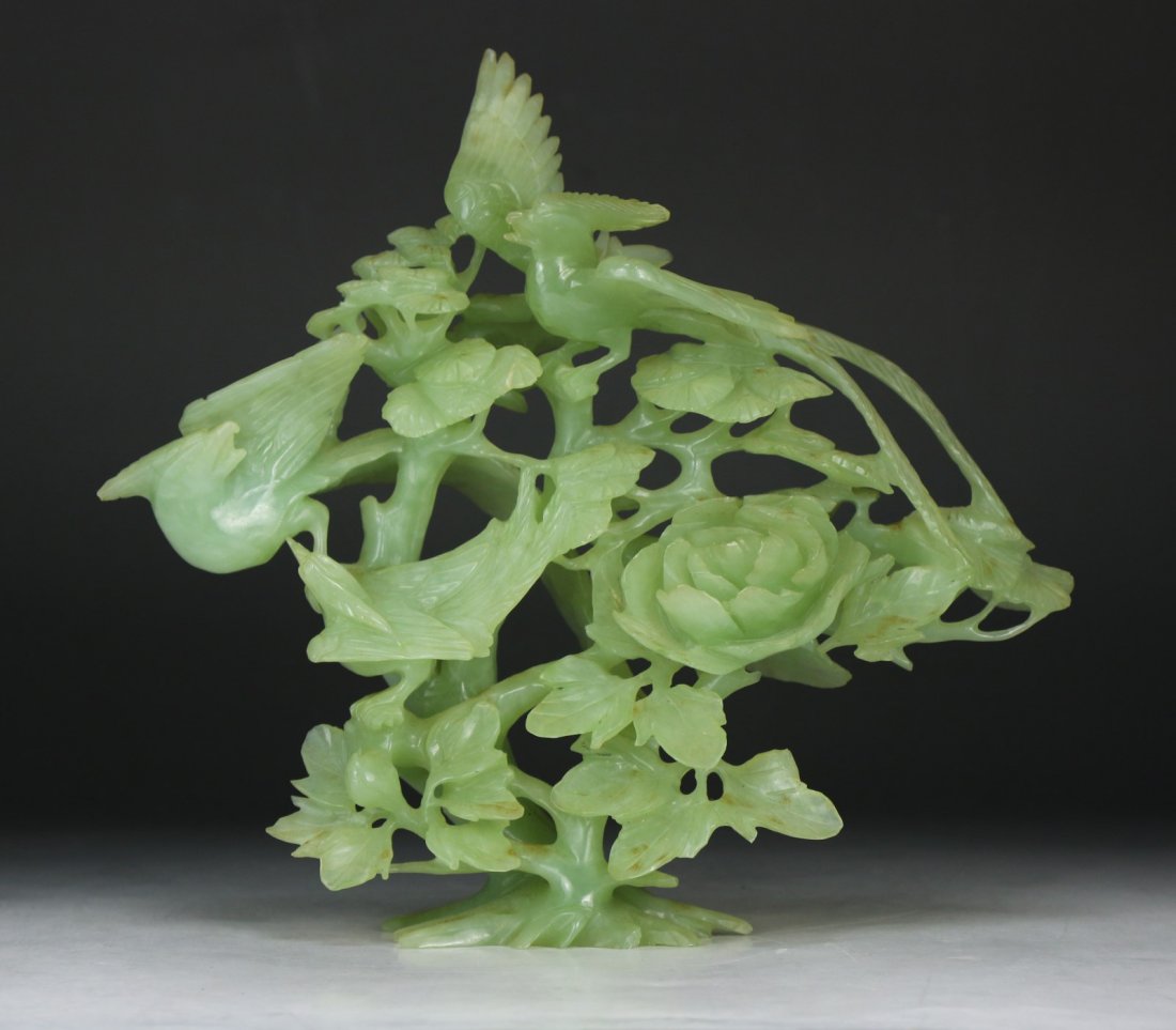 A CHINESE ANTIQUE JADE COVERED FIGURE GROUP (1 of 4)