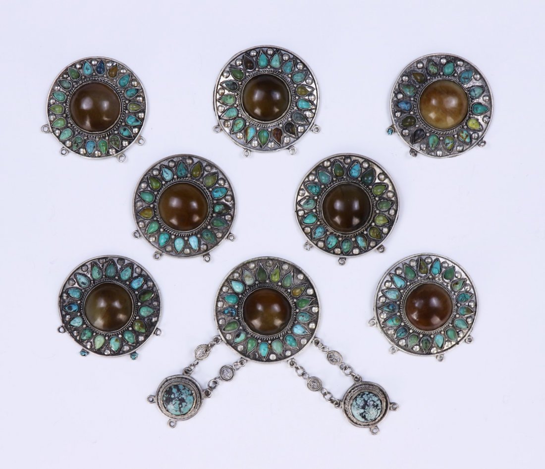 A Chinese Antique Set Of Eight (8) Tibetan Pendants (1 of 3)