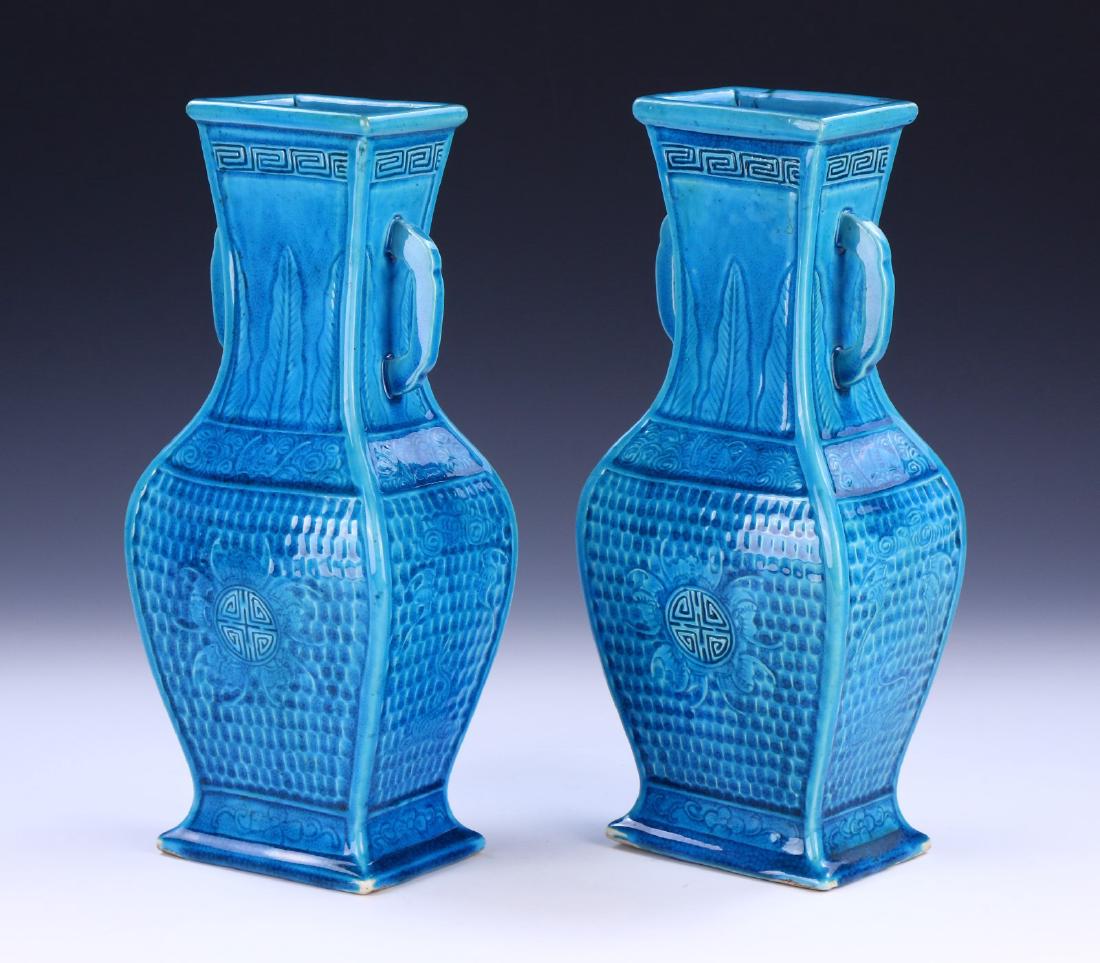 PAIR CHINESE ANTIQUE TURQUOISE BLUE GLAZED PORCELAIN (1 of 5)
