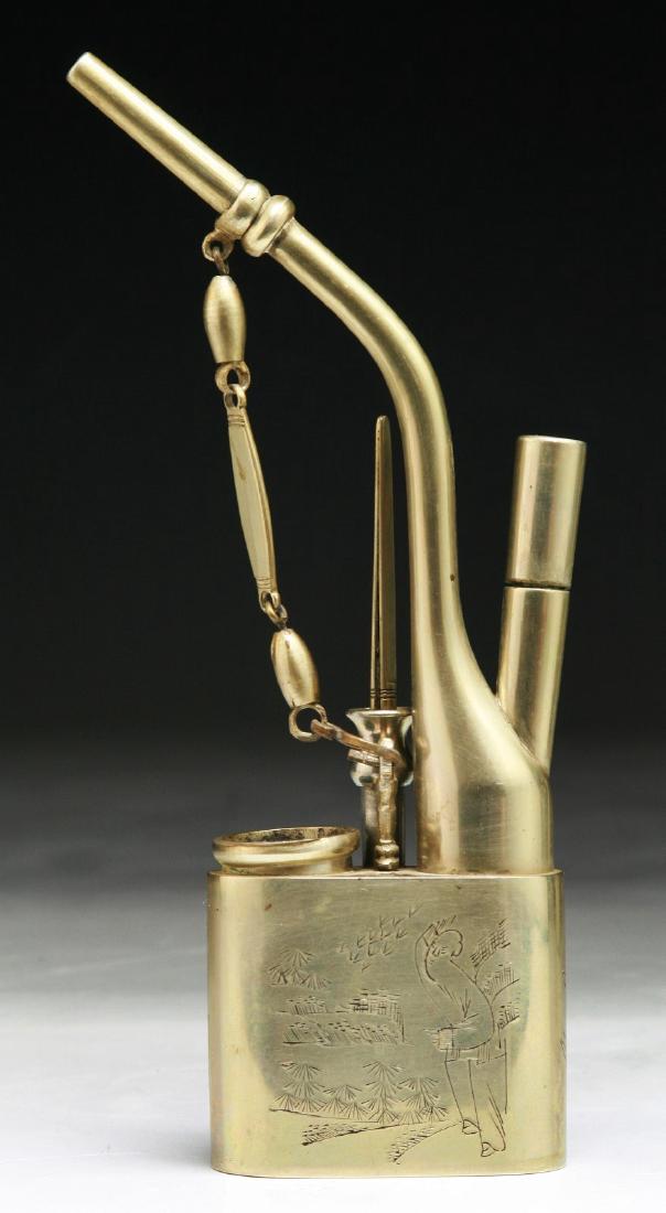 A CHINESE ANTIQUE BRASS PIPE (1 of 4)