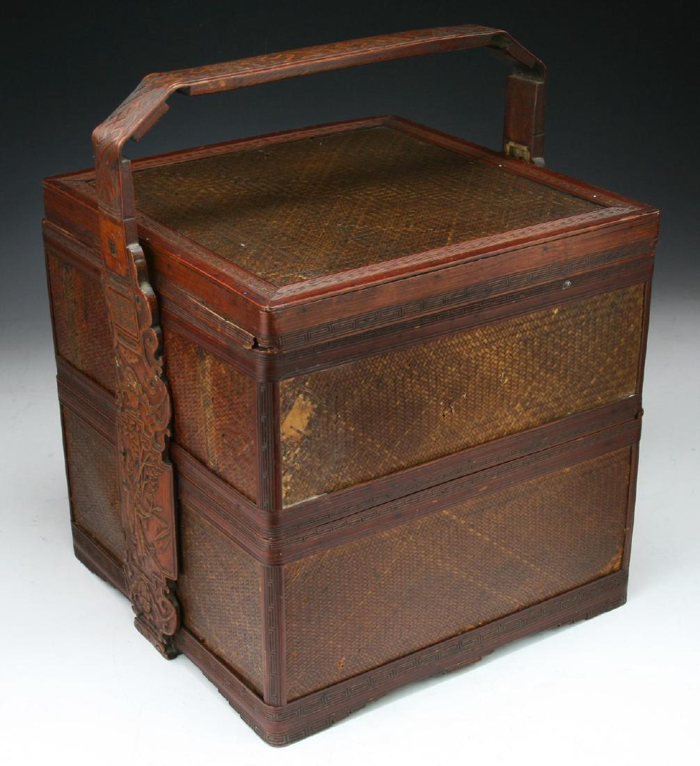 A CHINESE ANTIQUE BAMBOO TIERED BASKET (1 of 4)