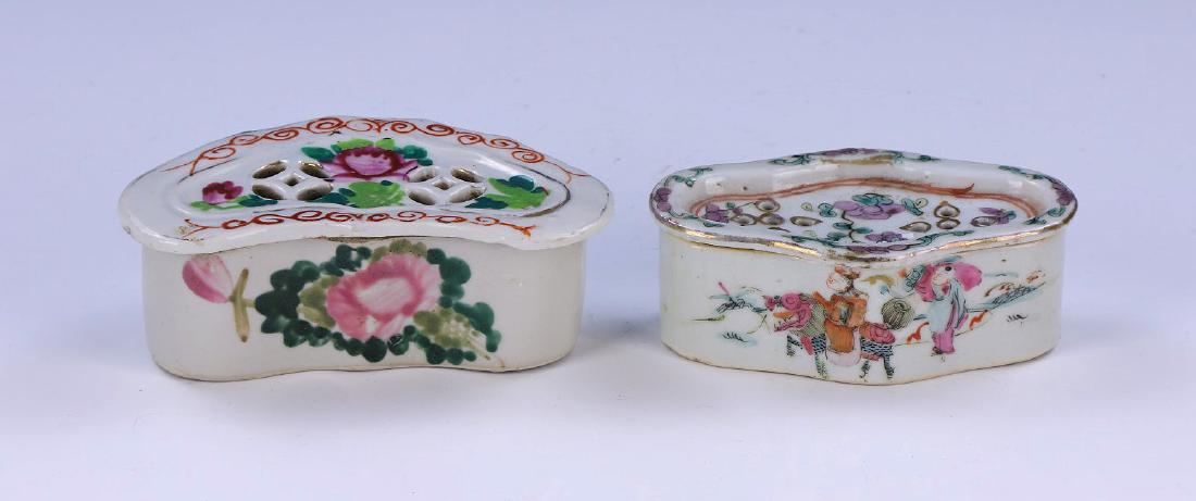 TWO (2) CHINESE ANTIQUE FAMILLE ROSE PORCELAIN CRICKET (1 of 4)