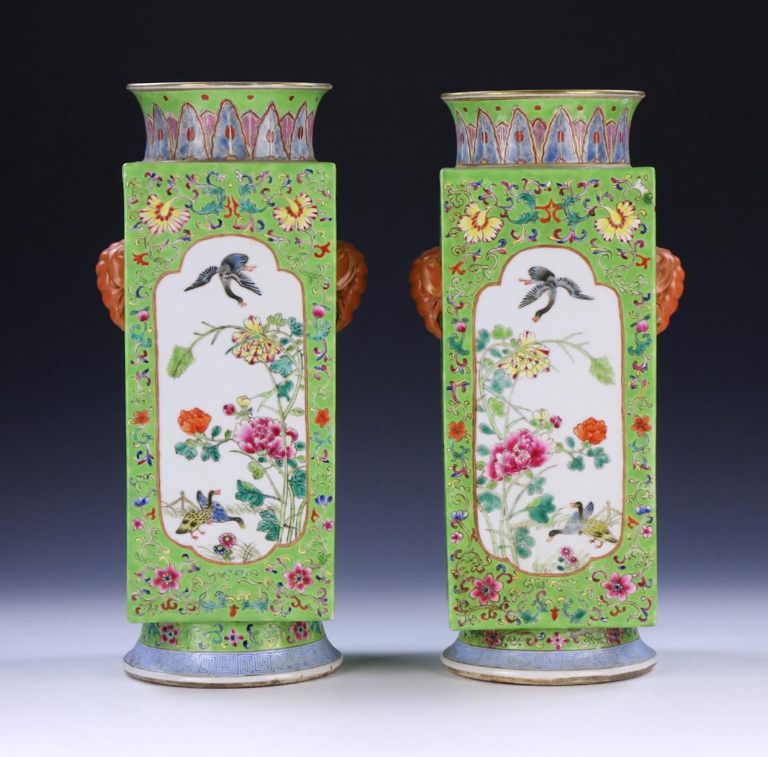 PAIR OF CHINESE FAMILLE ROSE PORCELAIN VASES (1 of 6)
