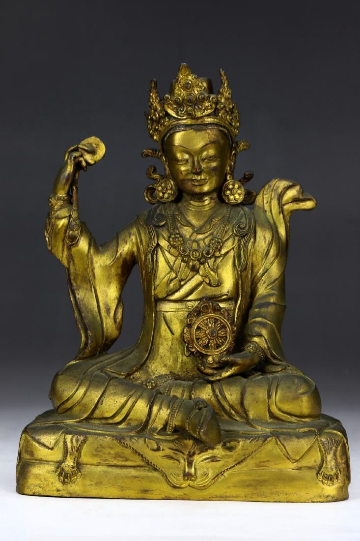 A CHINESE ANTIQUE GILT BRONZE FIGURE OF BUDDHA (1 of 7)